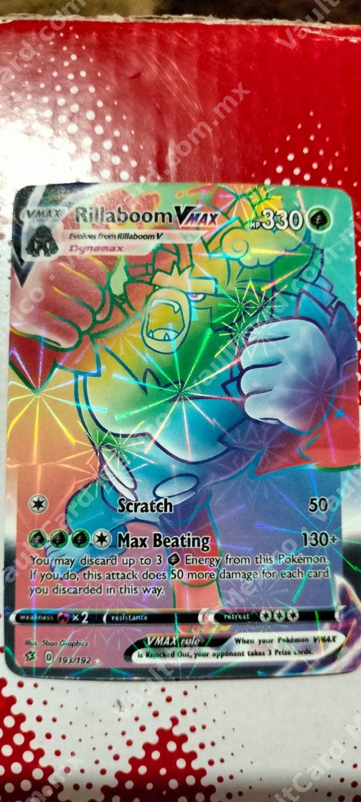 Rillaboom VMAX 193/192 - Rebel Clash (RCL) Rainbow Rare Inglés — foto 1