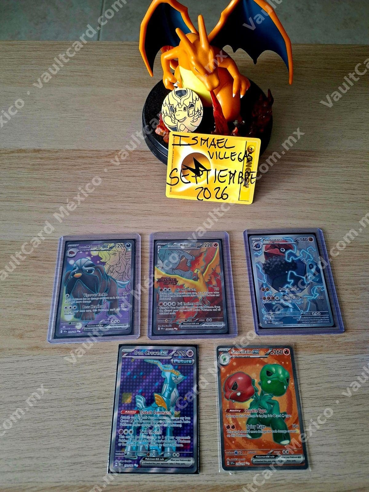 Lote 5 Cartas Pokémon ex Full Art - Iron Crown, Scovillain, Mabosstiff, Moltres, Probopass Inglés — foto 1