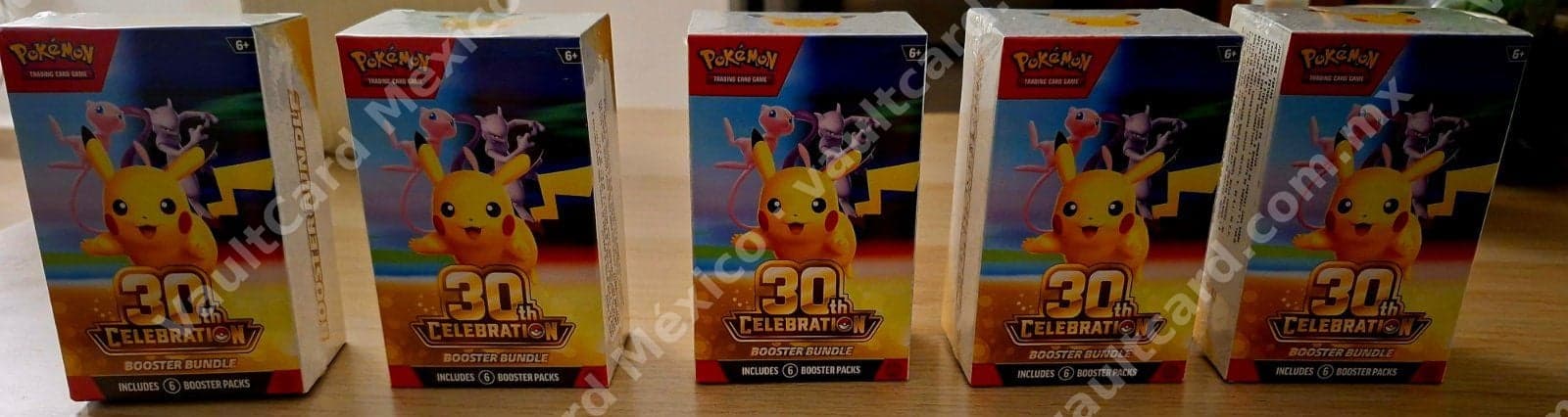 Lote 5 Booster Bundle Pokémon 30th Celebration Inglés Sellado (6 sobres c/u)