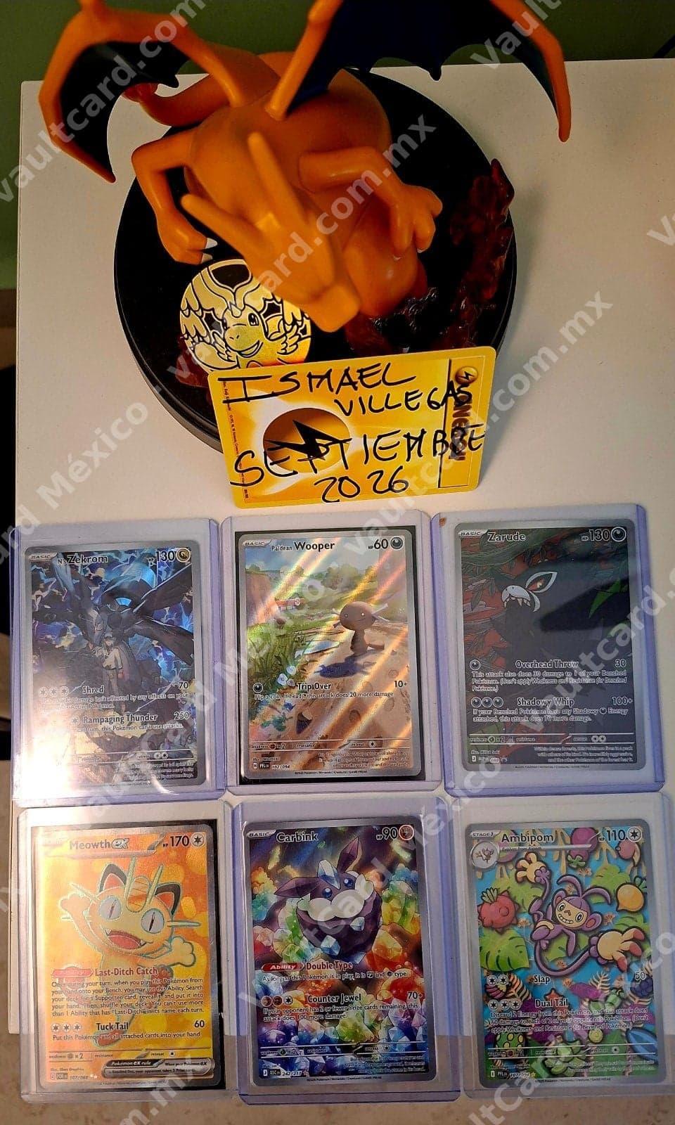 Lote de 6 cartas Pokémon - Zekrom, Meowth ex, Carbink, Zarude, Wooper y Ambipom (Inglés) — foto 1