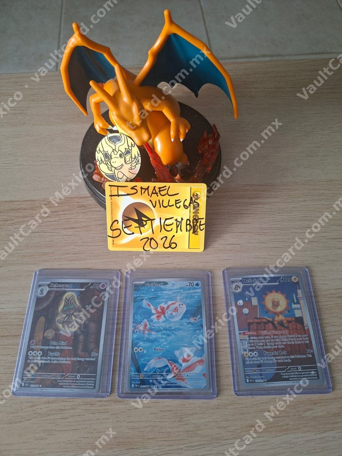 Lote 3 Cartas Pokémon - Beheeyem, Goldeen y Heliolisk (Inglés)