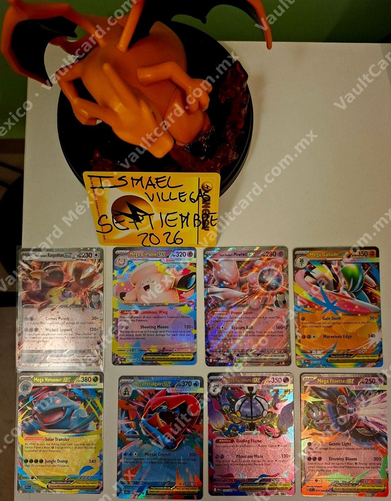 Lote 8 Cartas Pokémon TCG - Mega ex y Team Rocket ex Full Art (Inglés)