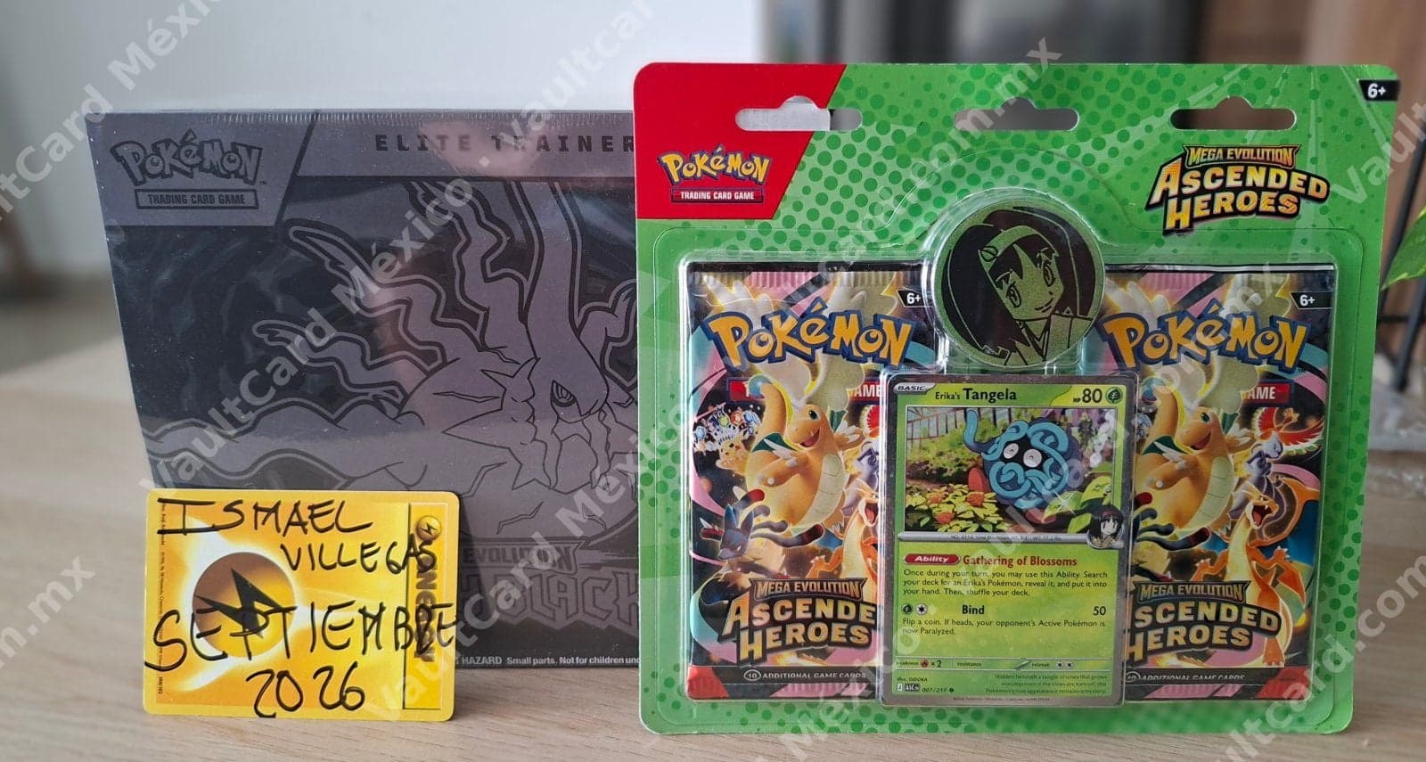 Etb y Blister Triple Pack Pokémon Mega Evolution: Ascended Heroes (ASC) Inglés - Sellado con Moneda y Promo Erika's Tangela — foto 1