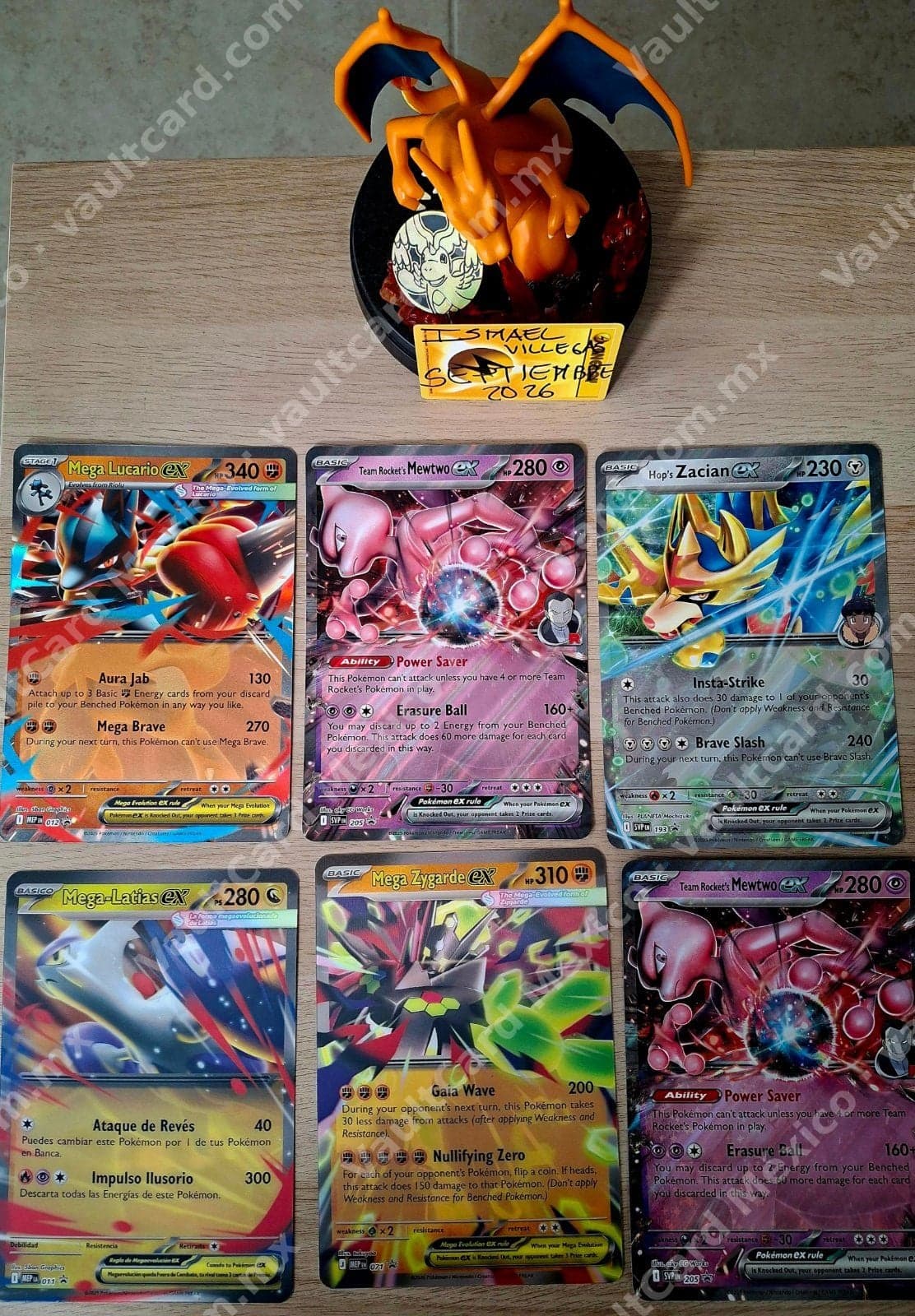Lote de 6 cartas Jumbo Pokémon ex - Mega Lucario, Zygarde, Latias, Mewtwo, Zacian — foto 1