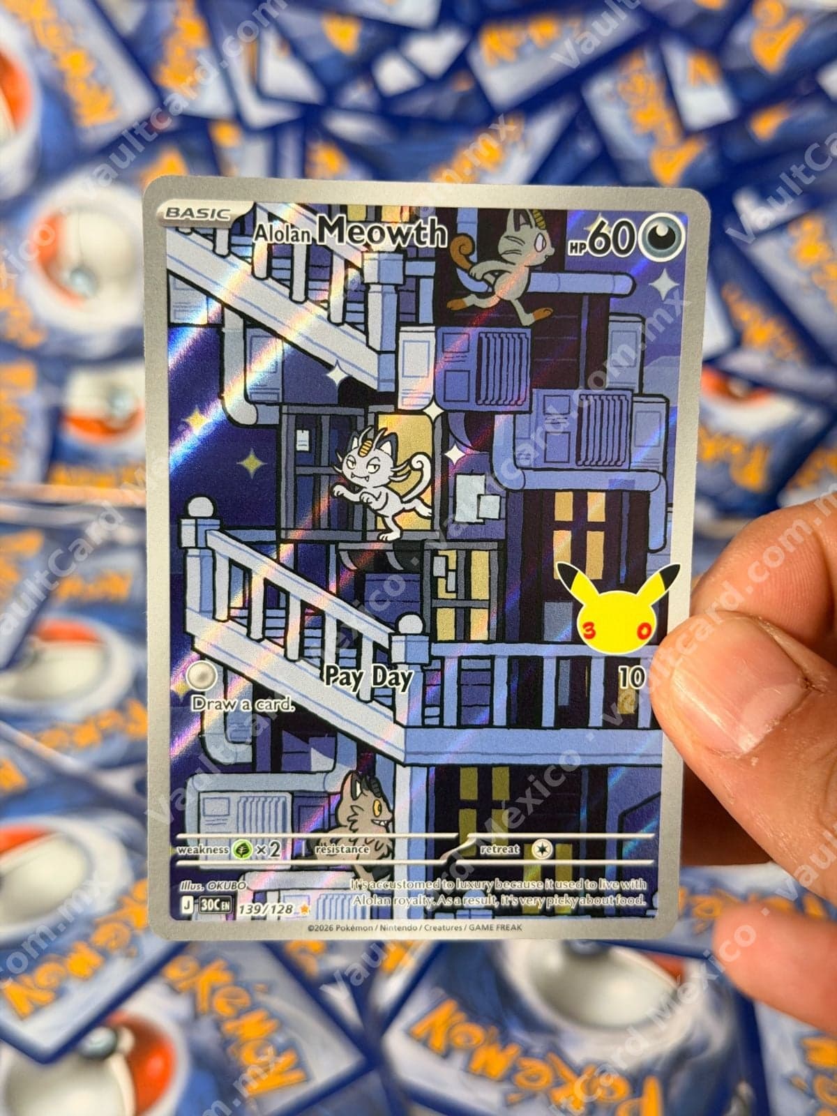 Alolan Meowth 139/128 - Illustration Rare (30C) Inglés