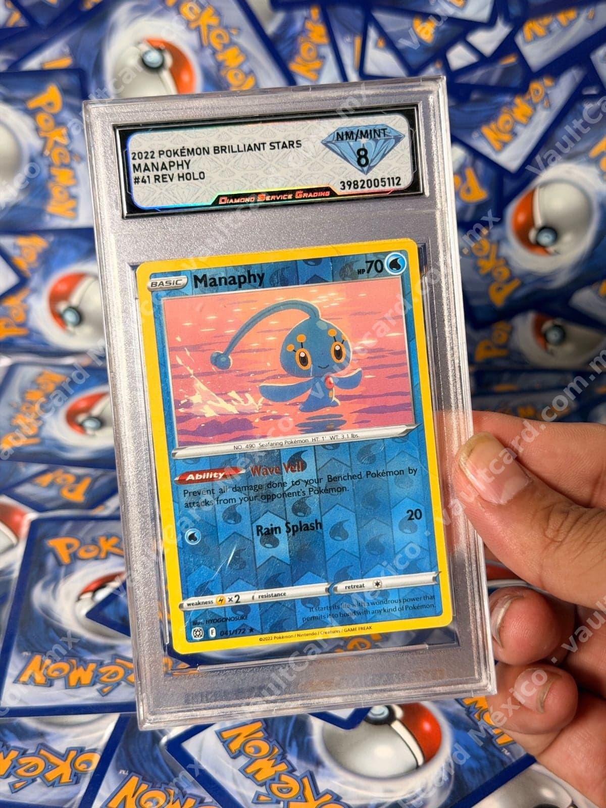 Manaphy 041/172 Rev Holo - Brilliant Stars Inglés - DSG 8 NM/MINT