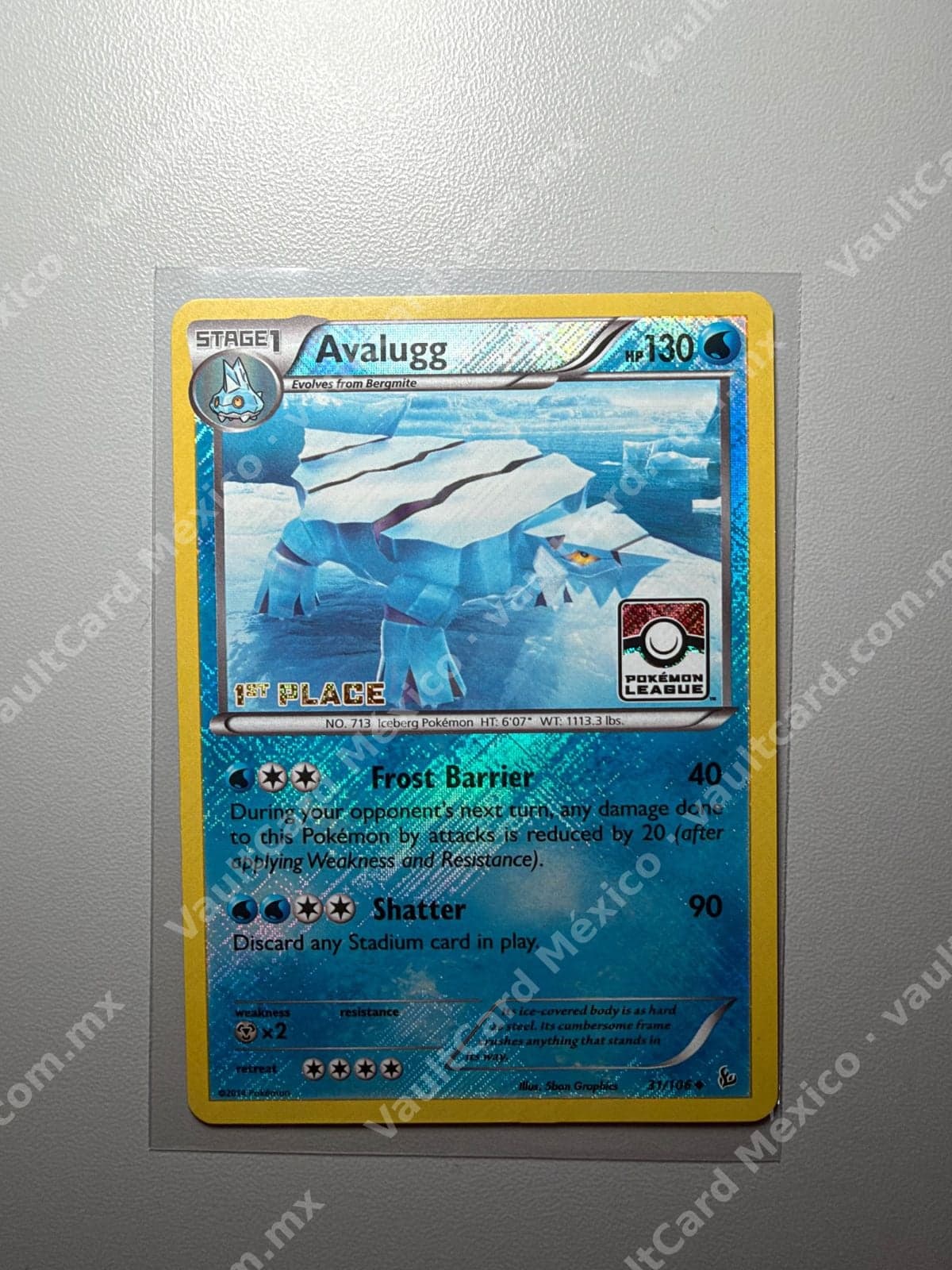 Avalugg 31/106 - Flashfire Inglés - Reverse Holo Pokémon League 1st Place