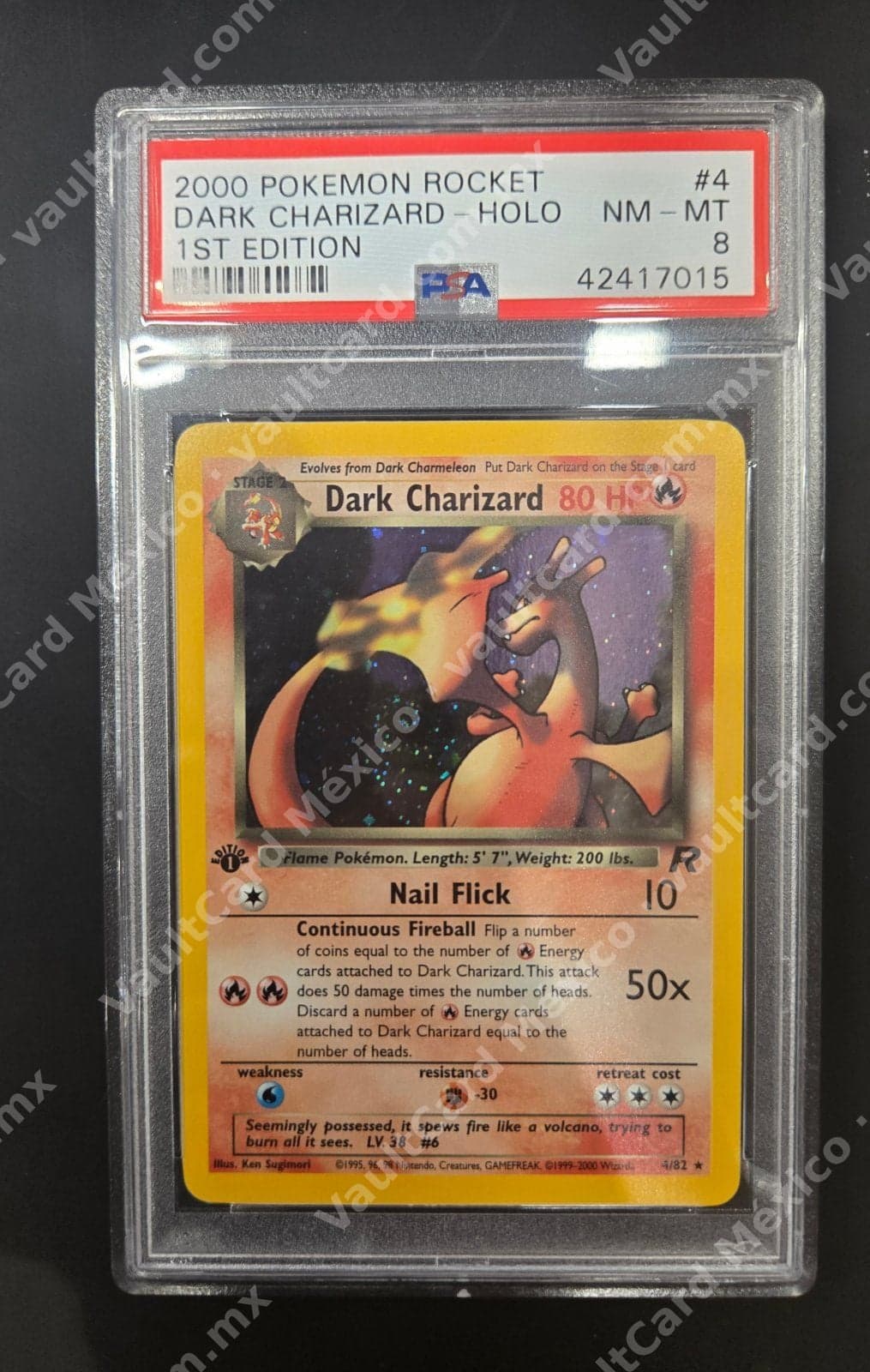 Dark Charizard 1st Edition PSA8 Swirl