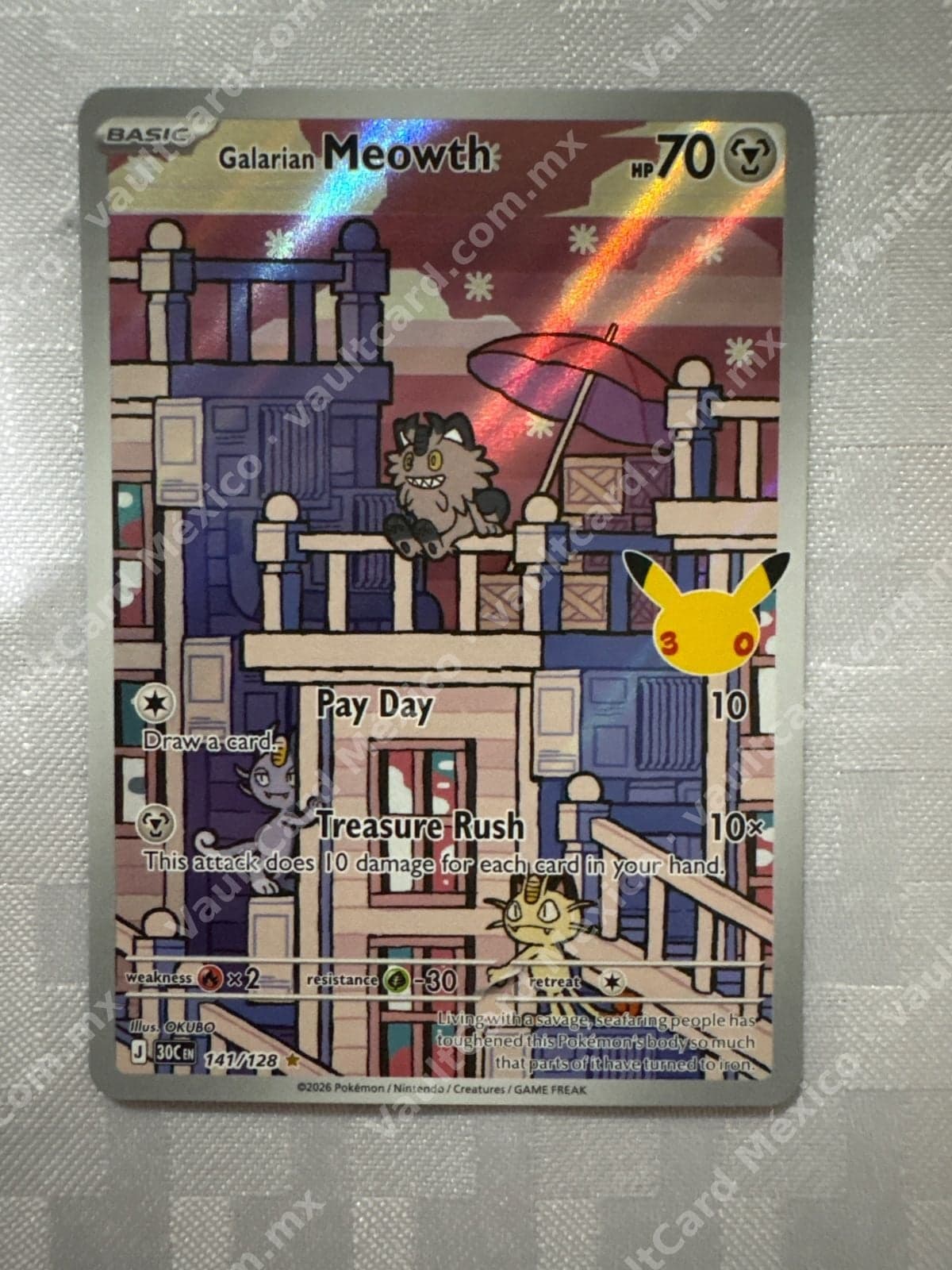 Galarian Meowth 141/128 - Inglés (30C) Illustration Rare