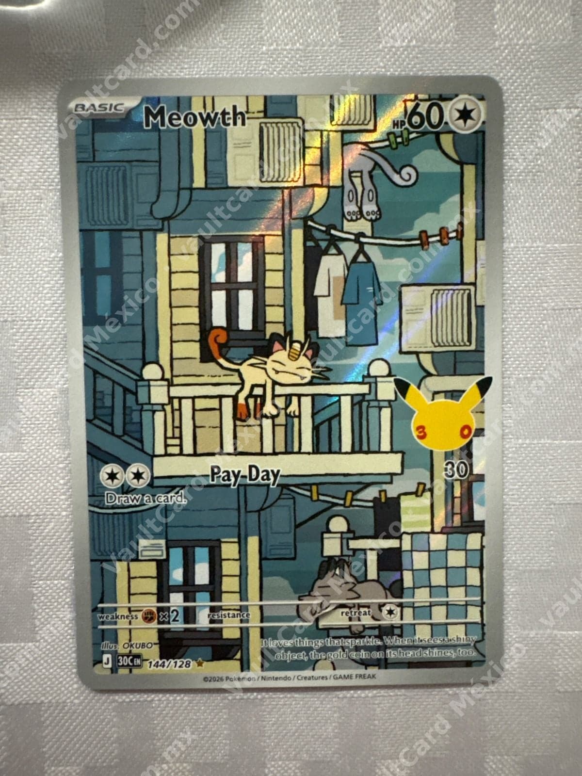 Meowth 144/128 - Illustration Rare (30C) Inglés