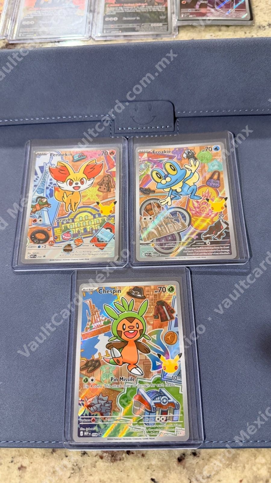 Lote 3 Cartas Illustration Rare - Fennekin 059, Froakie 060, Chespin 058 (M2P) Inglés