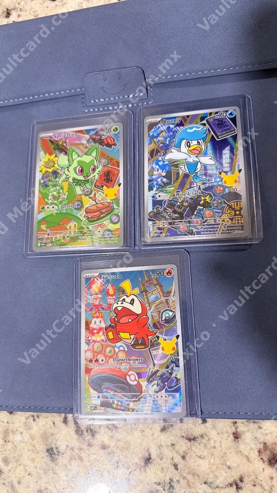 Lote 3 Cartas Iniciales Paldea - Sprigatito, Quaxly y Fuecoco Promo Illustration Rare - Inglés