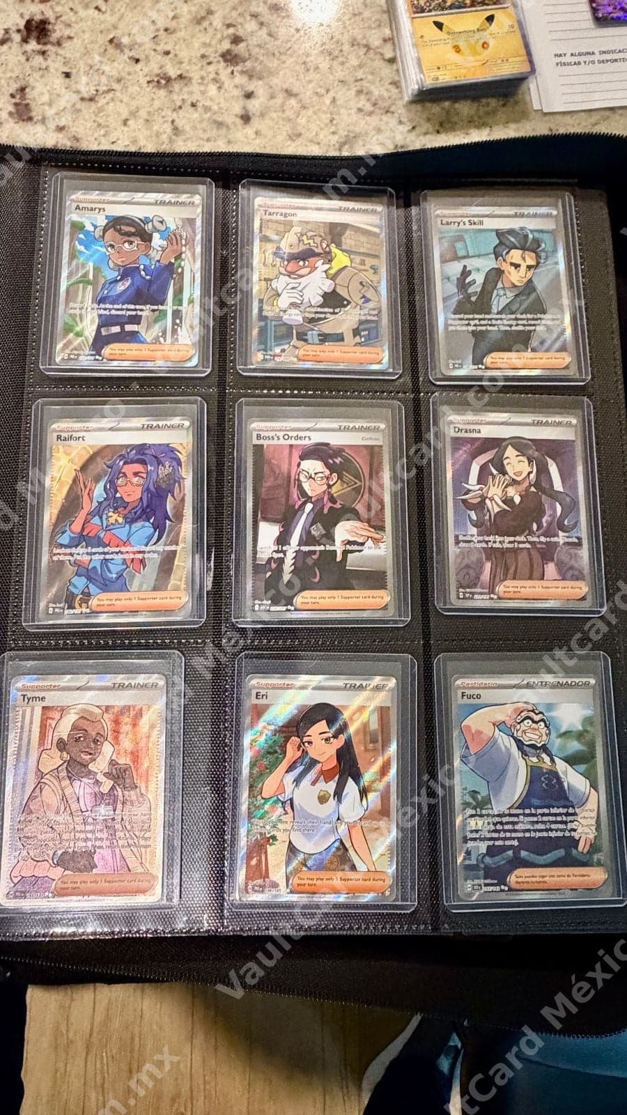 Lote de 9 cartas Trainer Full Art Pokémon TCG - Supporters (Boss's Orders, Eri, Drasna y más)
