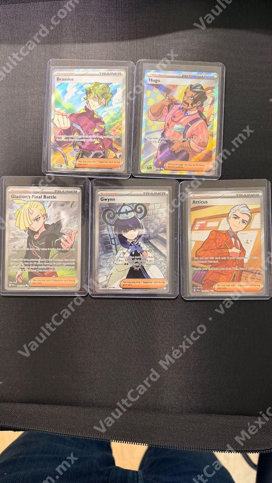 Lote 5 Cartas Trainer Full Art Pokémon TCG - Brassius, Hugo, Gladion, Gwynn, Atticus