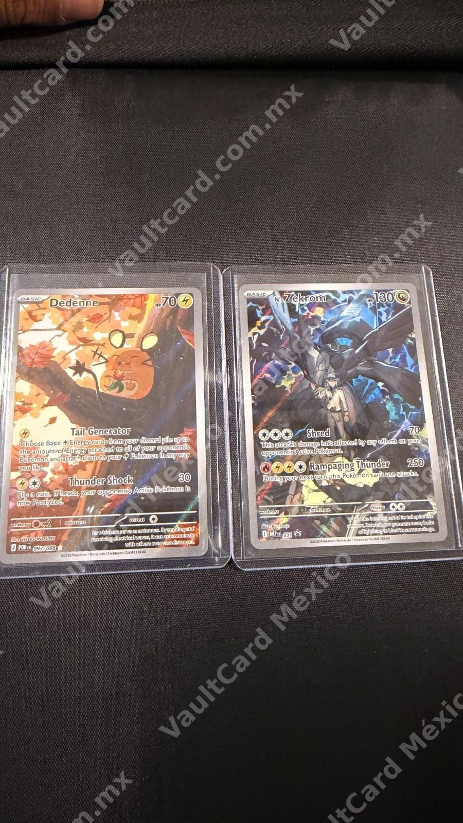 Lote 2 Cartas Pokémon - Dedenne 093/098 (POR) y Zekrom 091 (MEP) Inglés