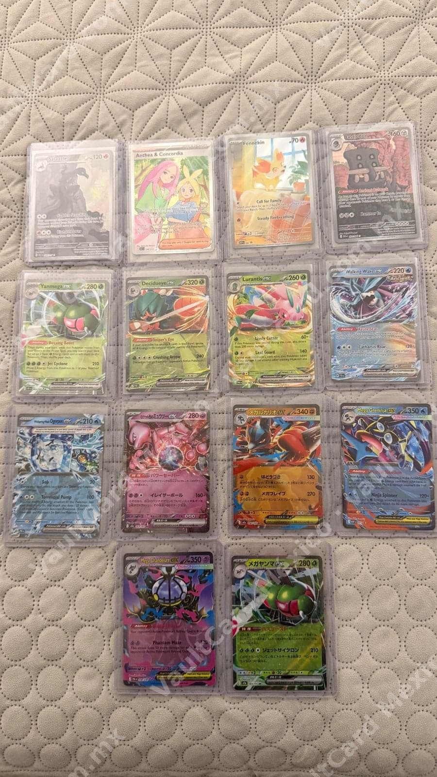Lote de 14 cartas Pokémon TCG - ex, Mega ex, holográficas (Inglés y Japonés)