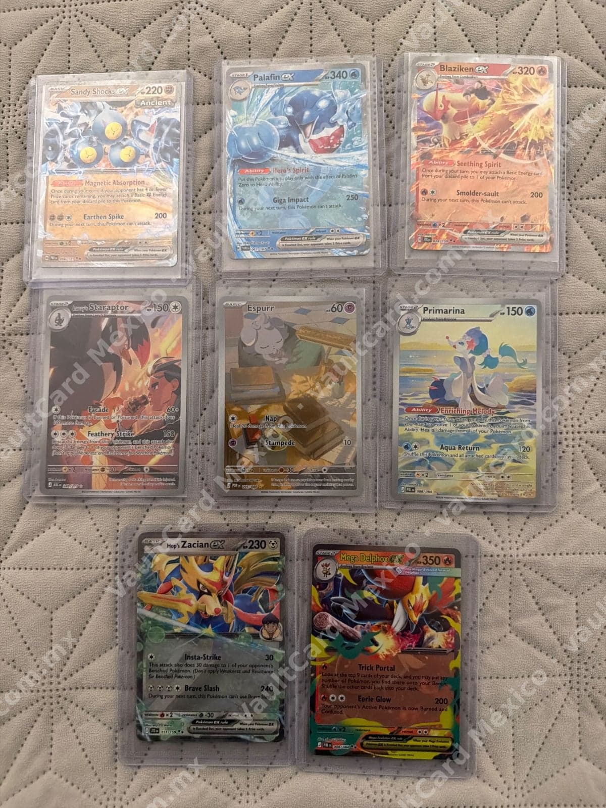 Lote 8 Cartas Pokémon TCG en Inglés - ex, Full Art e Illustration Rare