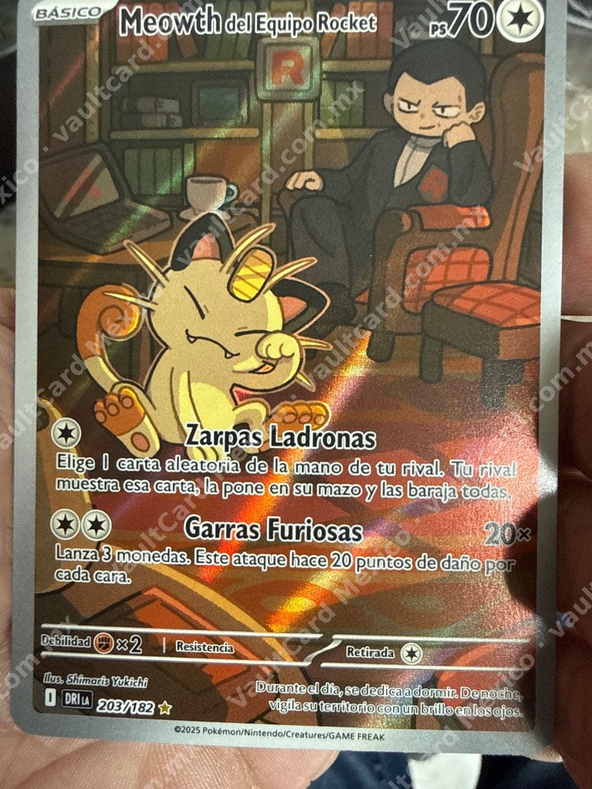 Meowth del Equipo Rocket 203/182 - DRI Español (Illustration Rare)