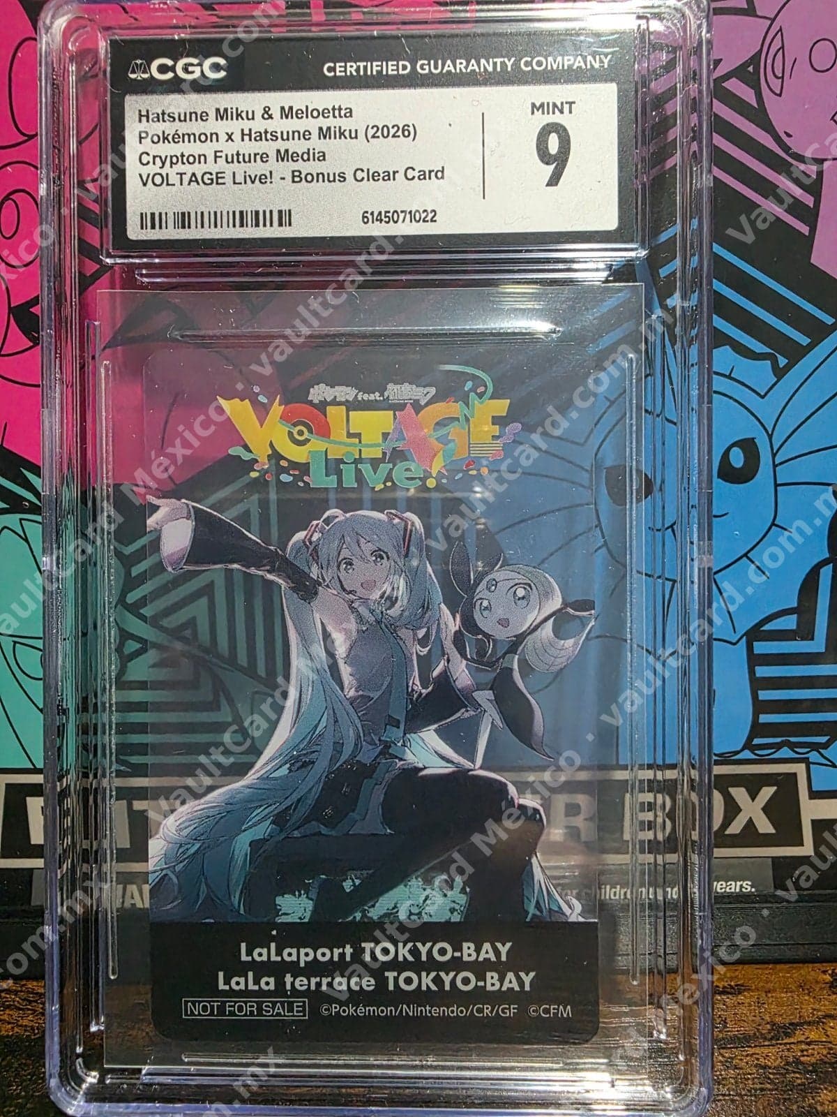 Hatsune Miku & Meloetta - VOLTAGE Live! Bonus Clear Card - CGC 9 MINT (Pokémon x Hatsune Miku 2026)