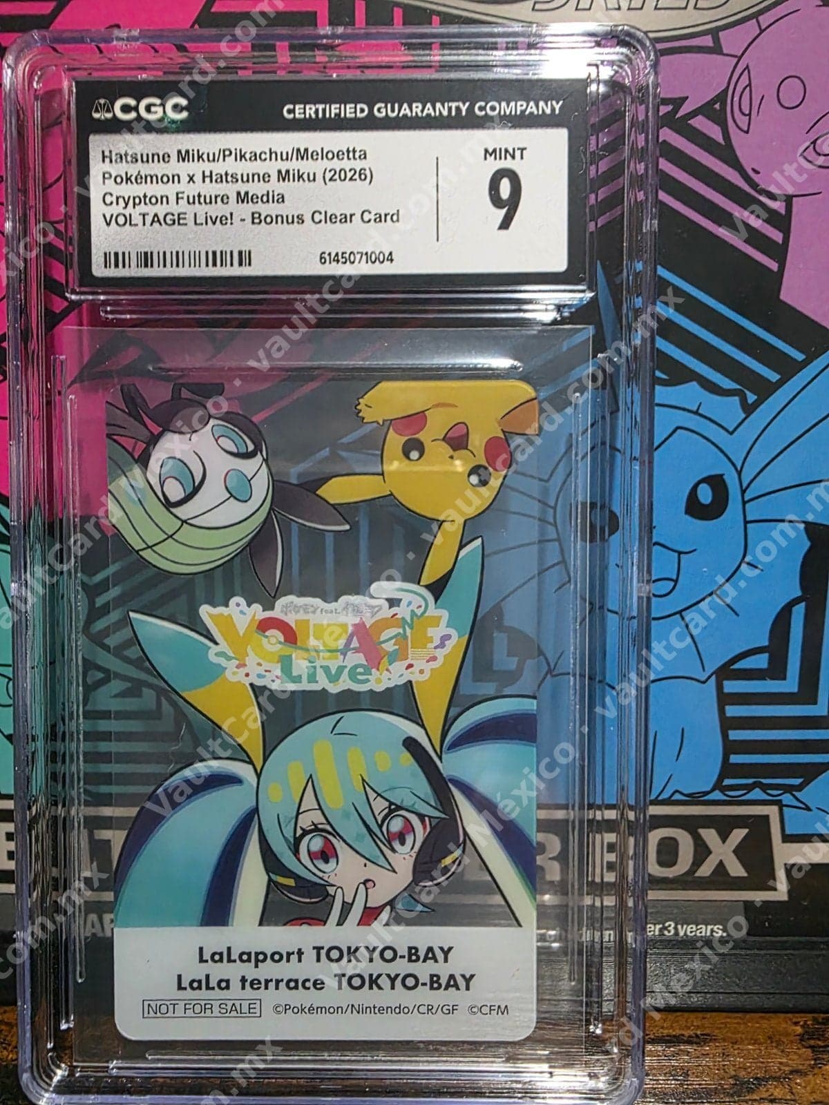 Pokémon x Hatsune Miku (2026) - Hatsune Miku/Pikachu/Meloetta VOLTAGE Live! Bonus Clear Card - CGC 9 MINT