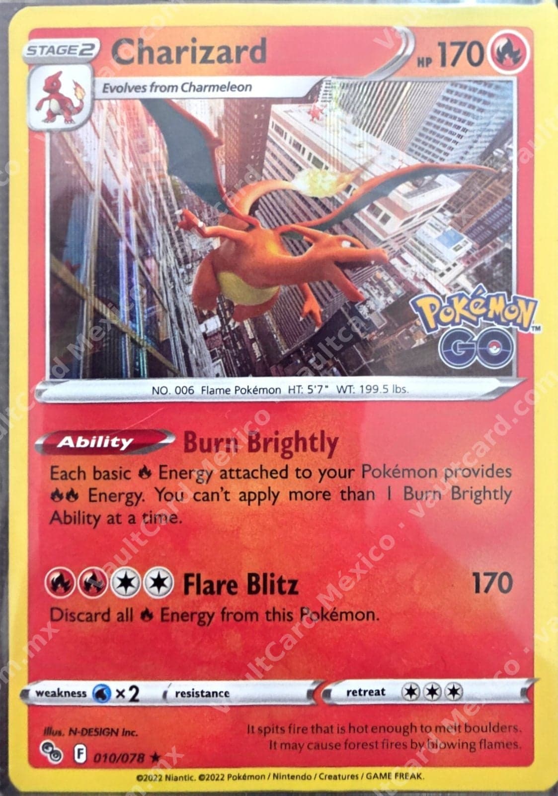 Charizard 010/078 - Pokémon GO (PGO) Inglés Holo