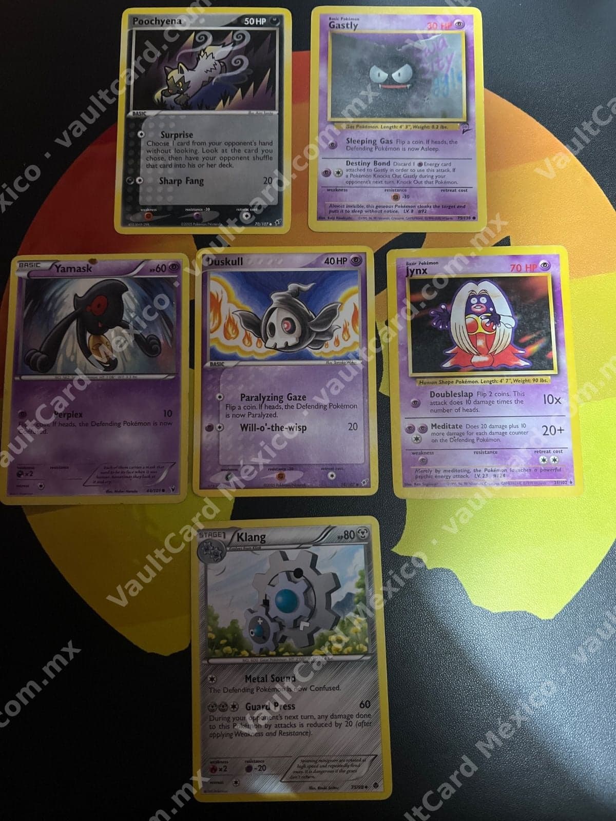 Lote de 6 cartas Pokémon TCG en Inglés - Jynx, Gastly, Yamask y más