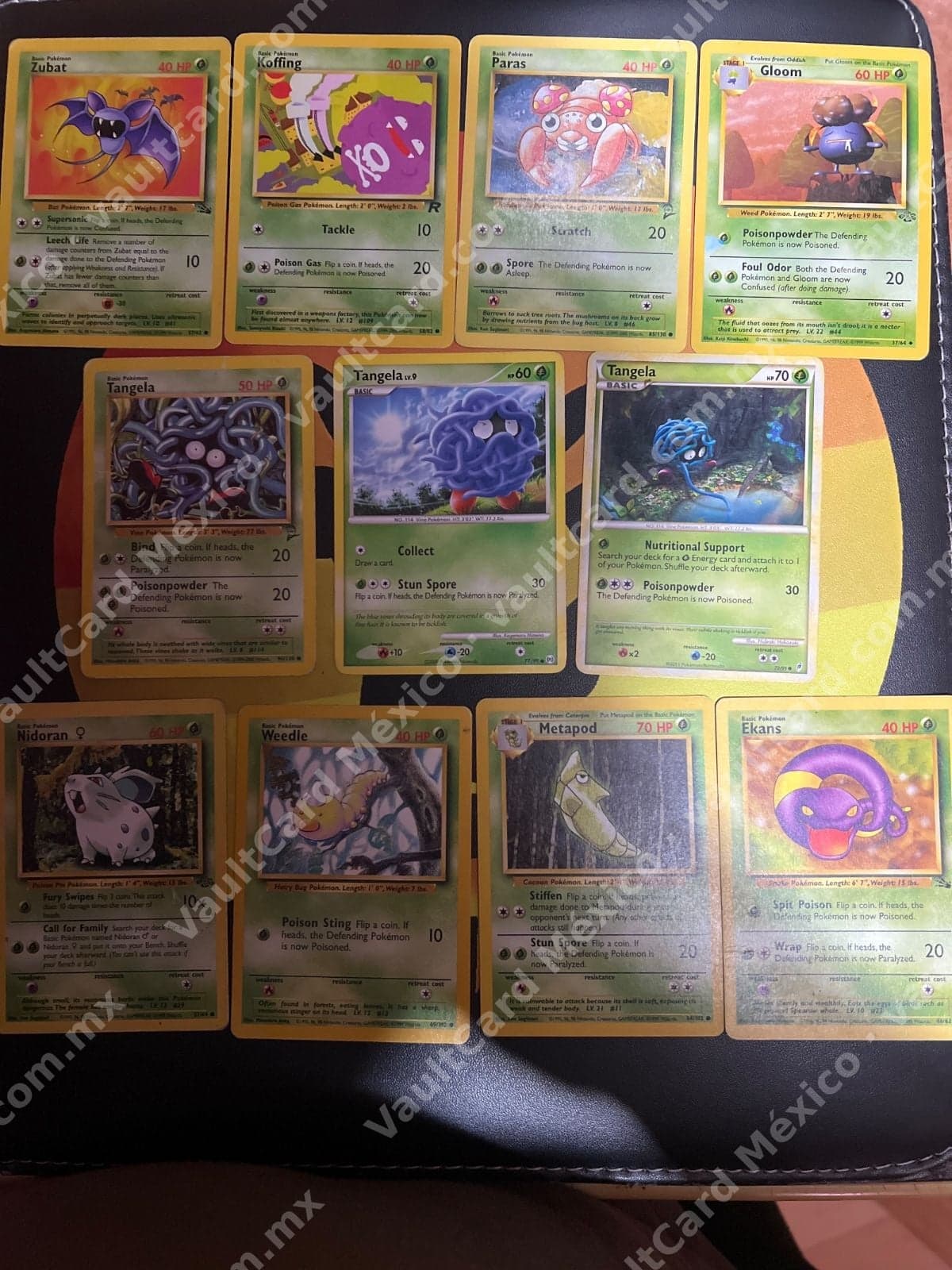 Lote 11 Cartas Pokémon TCG Inglés - Vintage (Zubat, Koffing, Gloom, Tangela y más)
