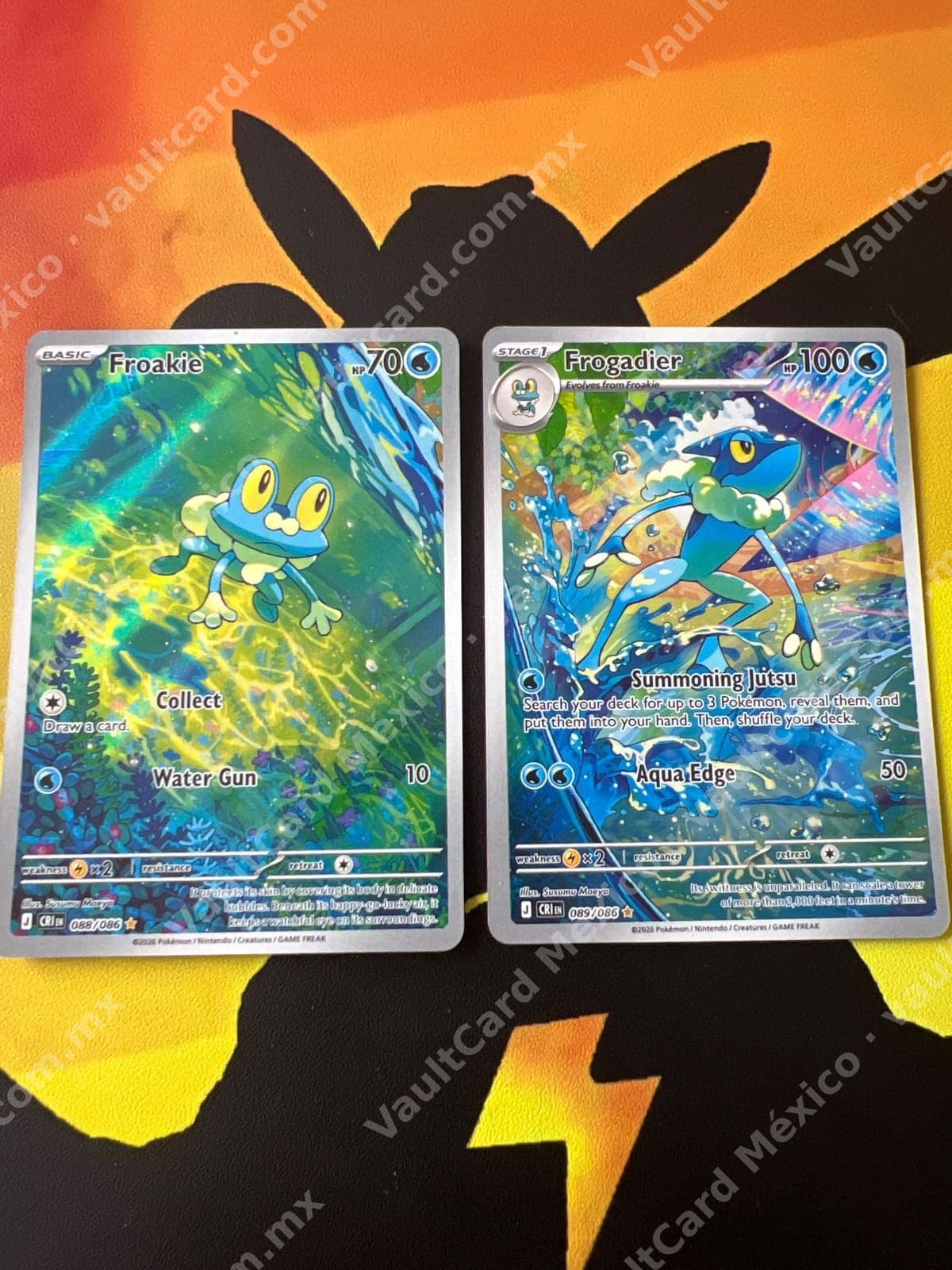 Lote Froakie 088/086 y Frogadier 089/086 - Illustration Rare (CRI) Inglés