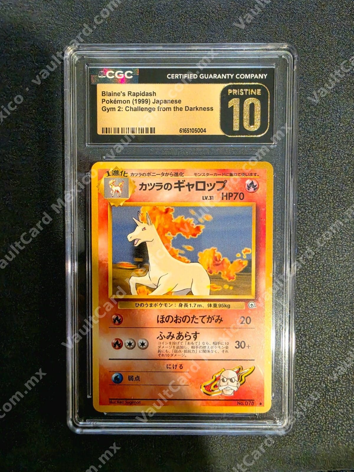 Blaine's Rapidash No. 078 - Gym 2 Challenge from the Darkness Japonés CGC Pristine 10