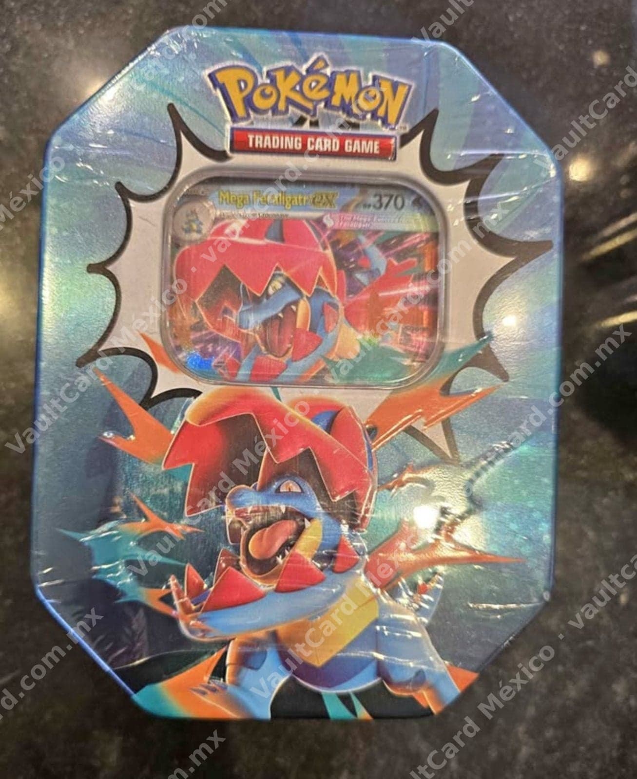Lata Pokémon TCG Mega Feraligatr ex - Tin Sellada Inglés