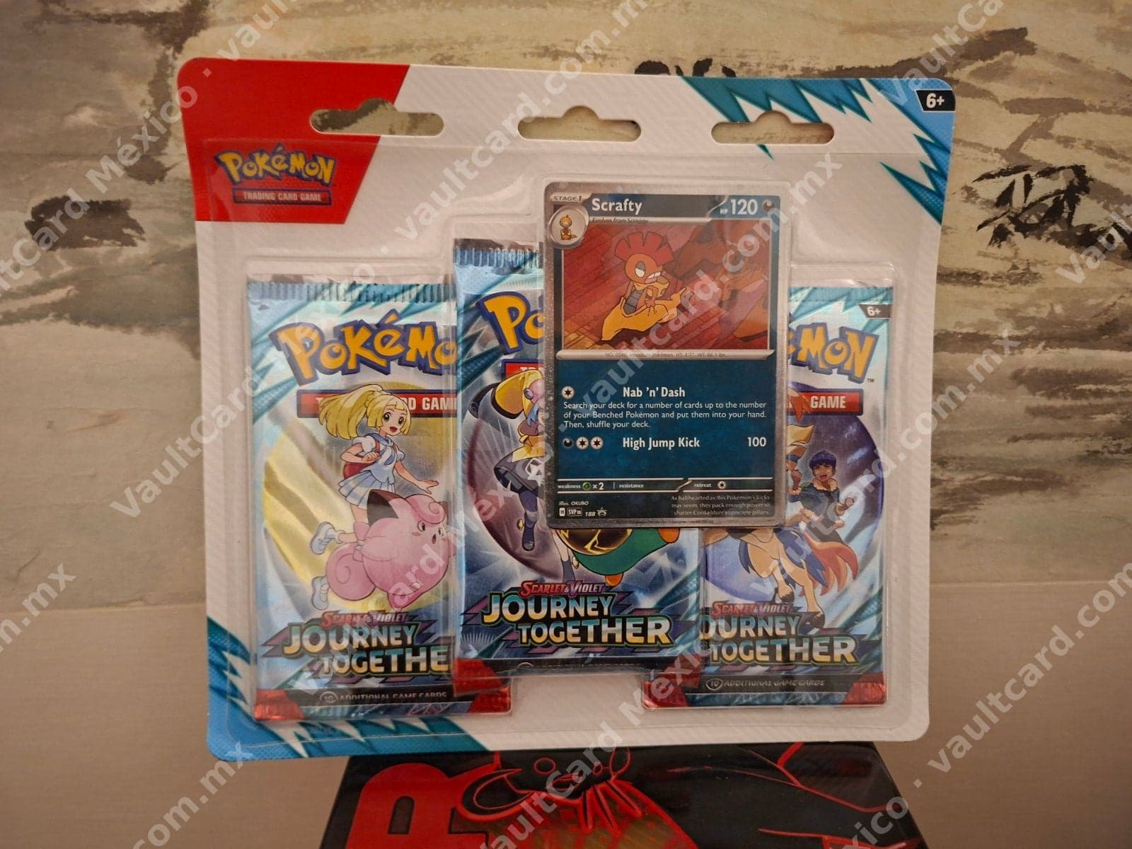 Blíster Pokémon TCG Journey Together - 3 Sobres + Carta Promo Scrafty (SVP 188) Inglés