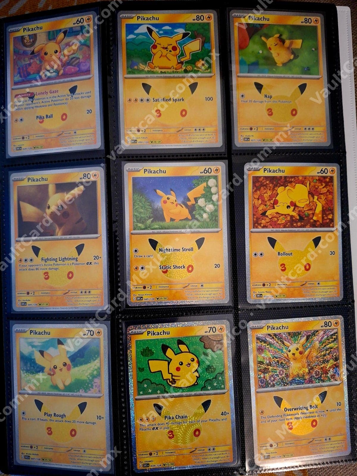 Lote 9 Cartas Pikachu - Set Promocional 30Ka Inglés