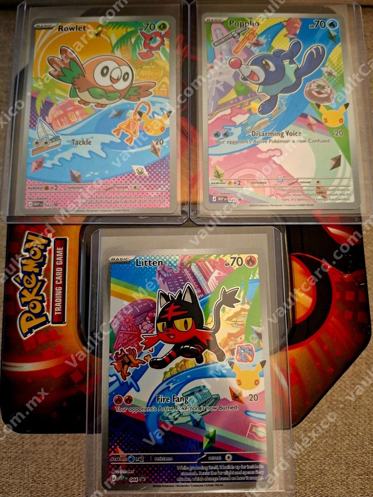 Lote Rowlet 043, Litten 044 y Popplio 045 - Promo (MEP) Inglés