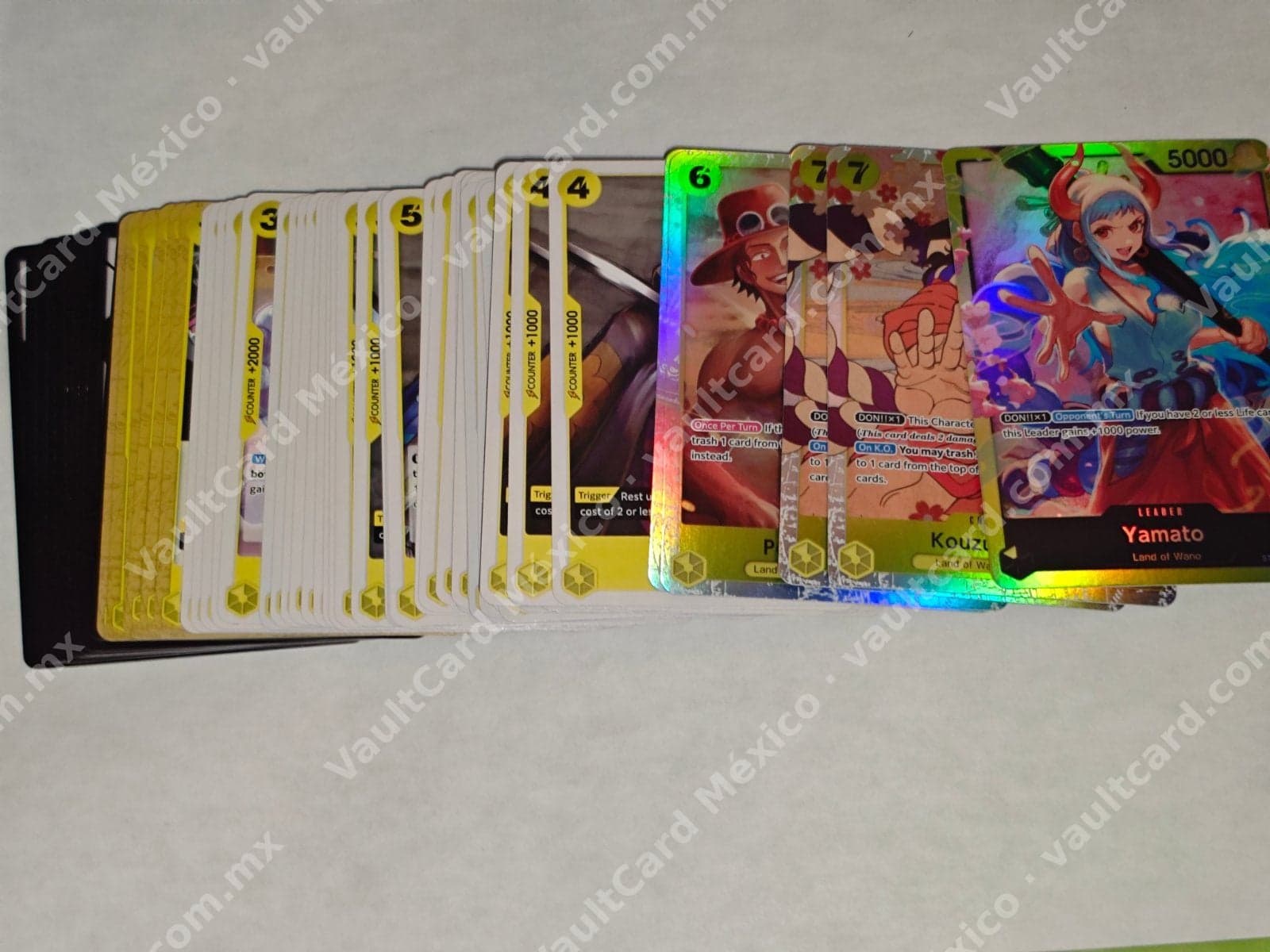 Lote de cartas One Piece Card Game - Deck Amarillo (Yamato Líder, Kouzuki, Portgas) en Inglés