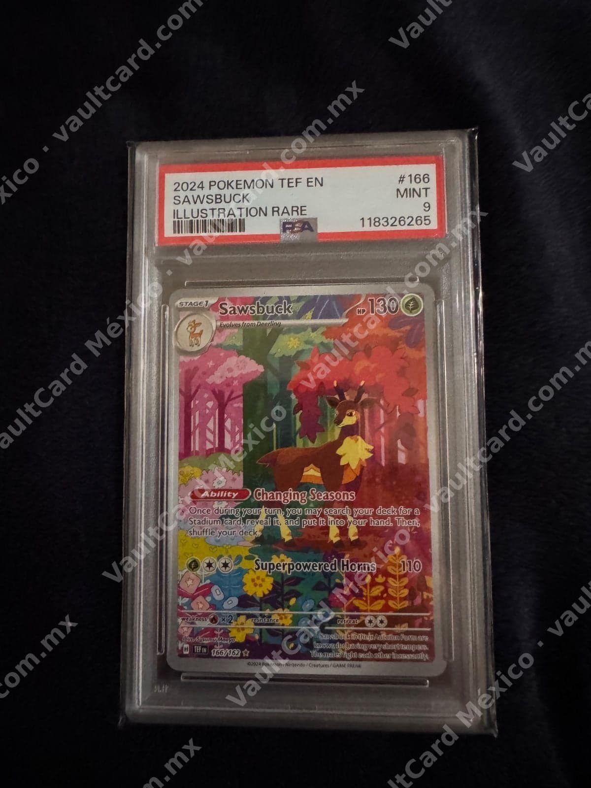 Sawsbuck 166/162 Illustration Rare - Temporal Forces (TEF) Inglés - PSA 9 MINT