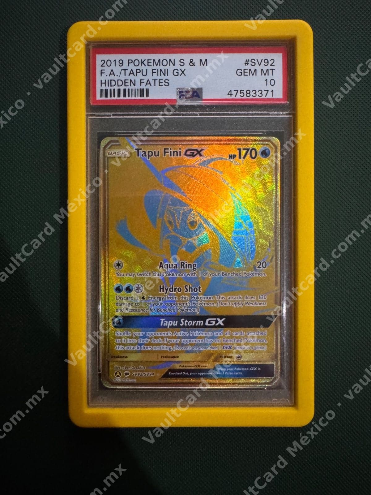 Tapu Fini GX SV92/SV94 Full Art Dorada - Hidden Fates PSA 10 GEM MINT Inglés