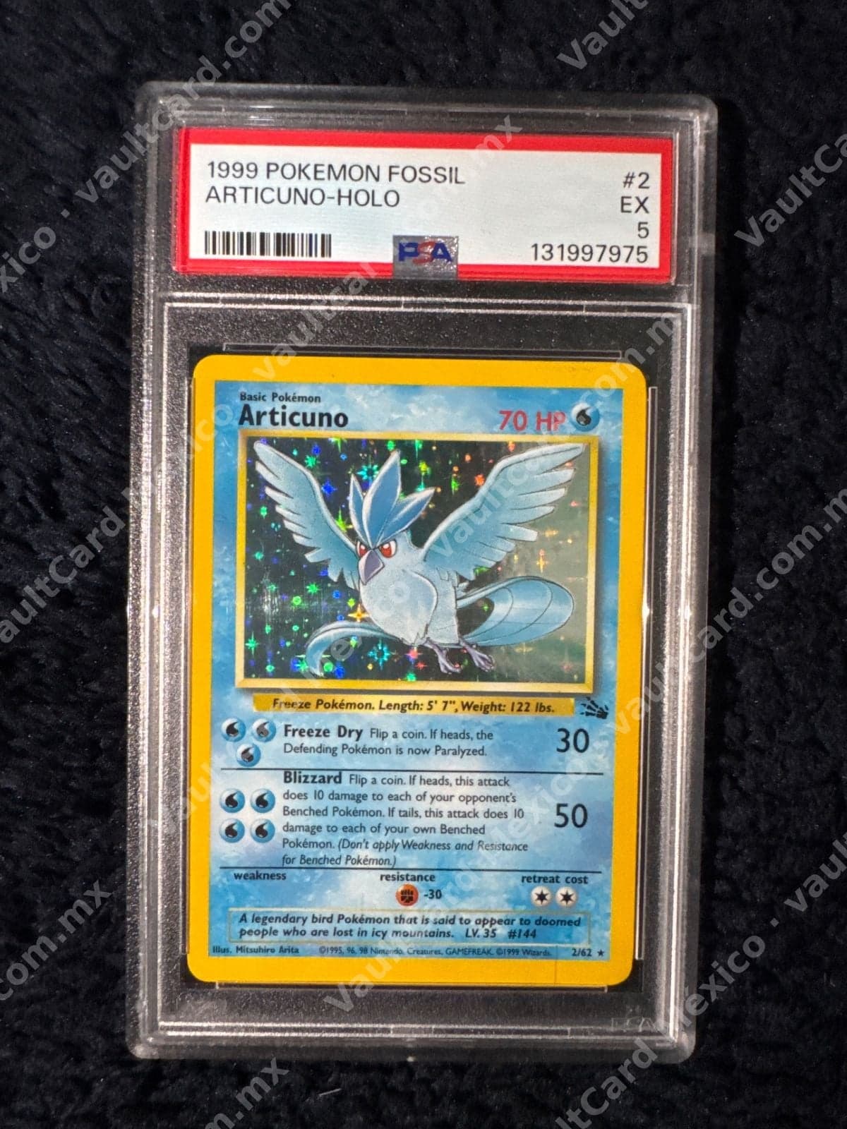 Articuno Holo 2/62 - Fossil Inglés PSA 5 (1999)