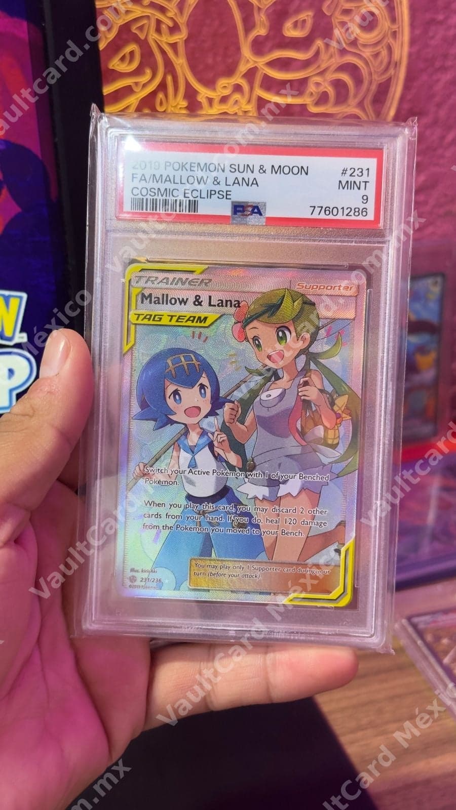 Mallow & Lana 231/236 Full Art - Cosmic Eclipse PSA 9 Inglés