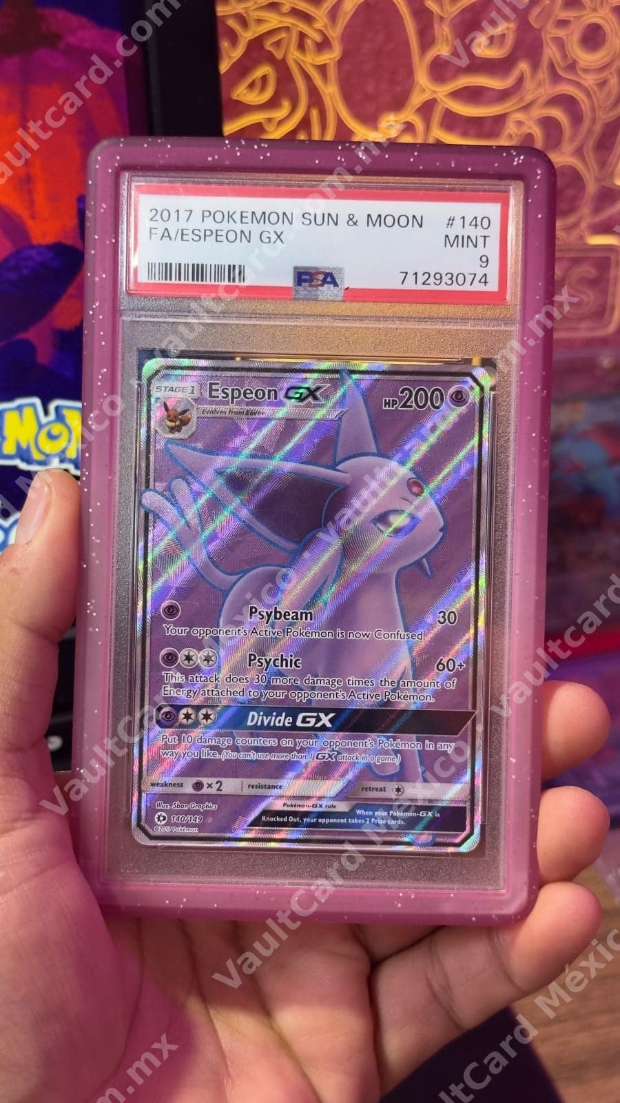 Espeon GX Full Art 140/149 - Sun & Moon Inglés PSA 9 MINT
