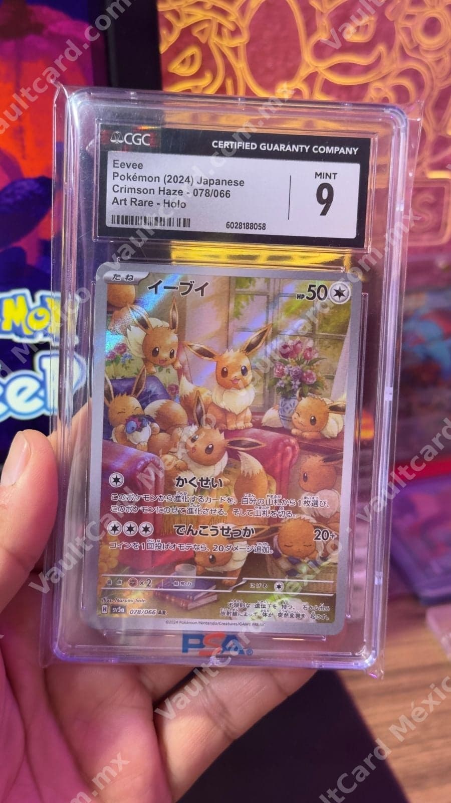 Eevee 078/066 Art Rare - Crimson Haze (sv5a) Japonés - CGC 9 Mint