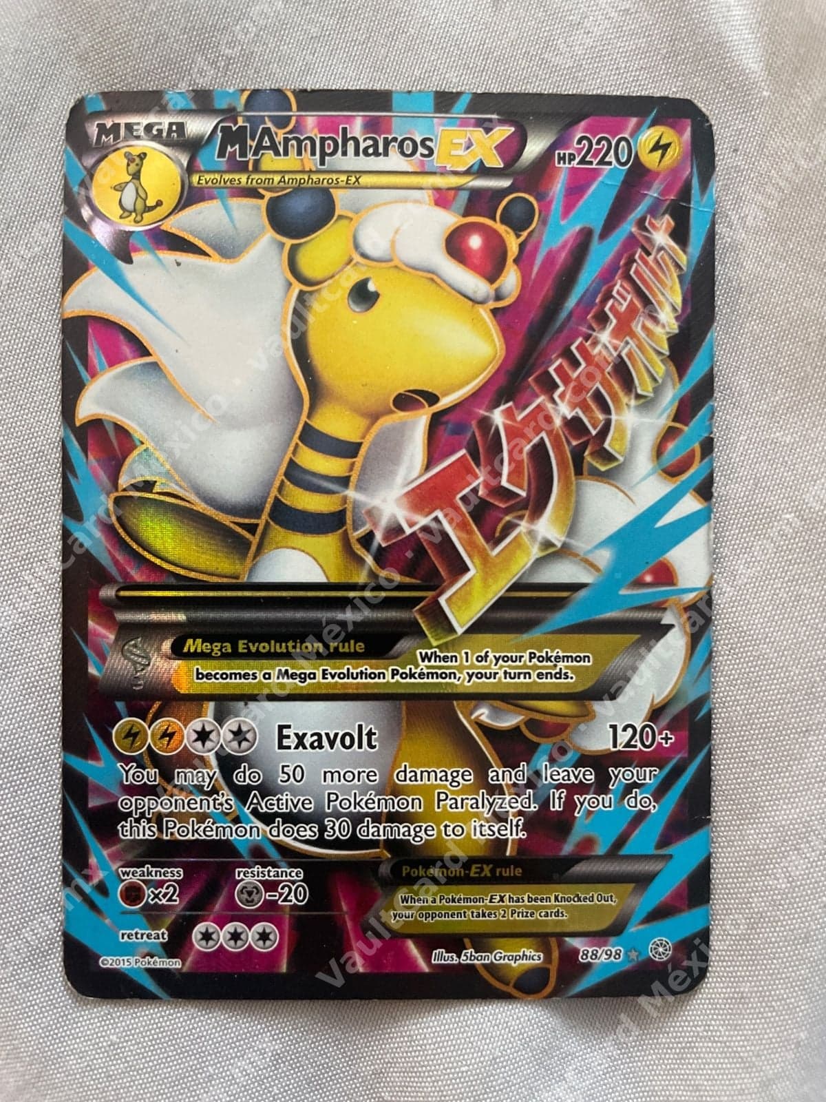 M Ampharos Ex 88/98 , Carta En Mal Estado