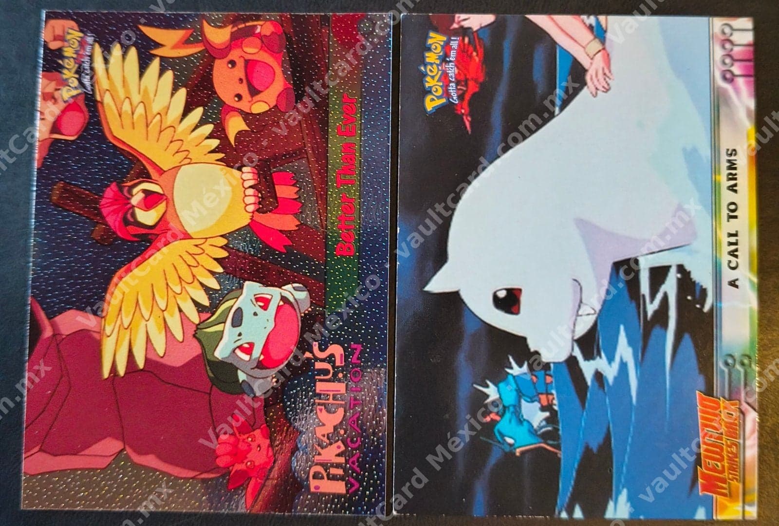 Lote 2 Cartas Topps Pokémon The First Movie - Pikachu's Vacation y Mewtwo Strikes Back (Inglés)