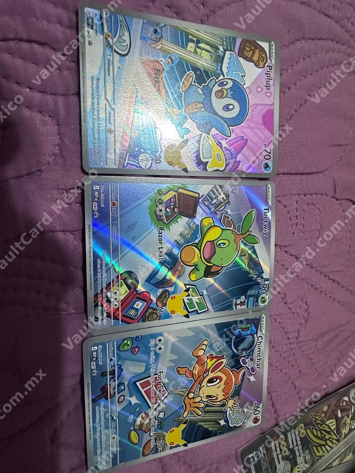 Lote 3 Cartas Piplup, Turtwig y Chimchar - Promo (MEP) Inglés