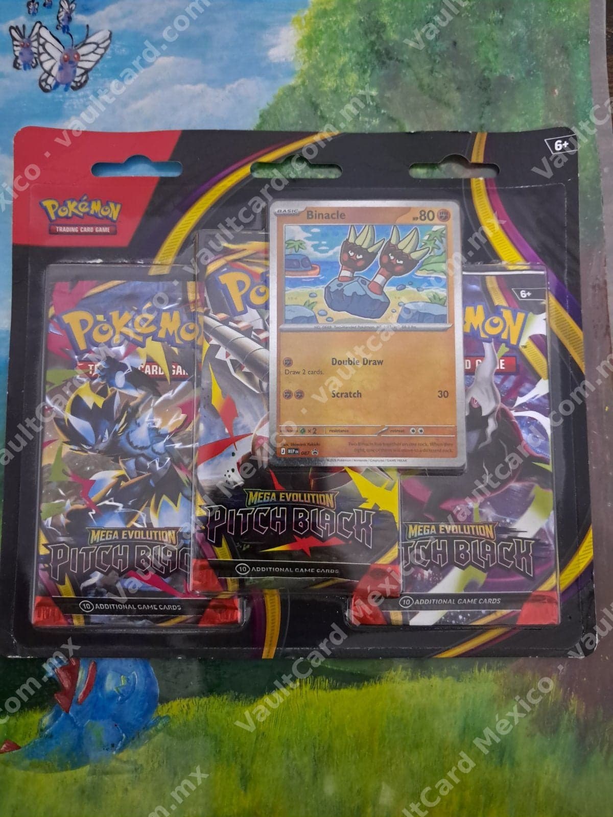 Blister 3 Sobres Mega Evolution Pitch Black + Carta Promo Binacle - Inglés