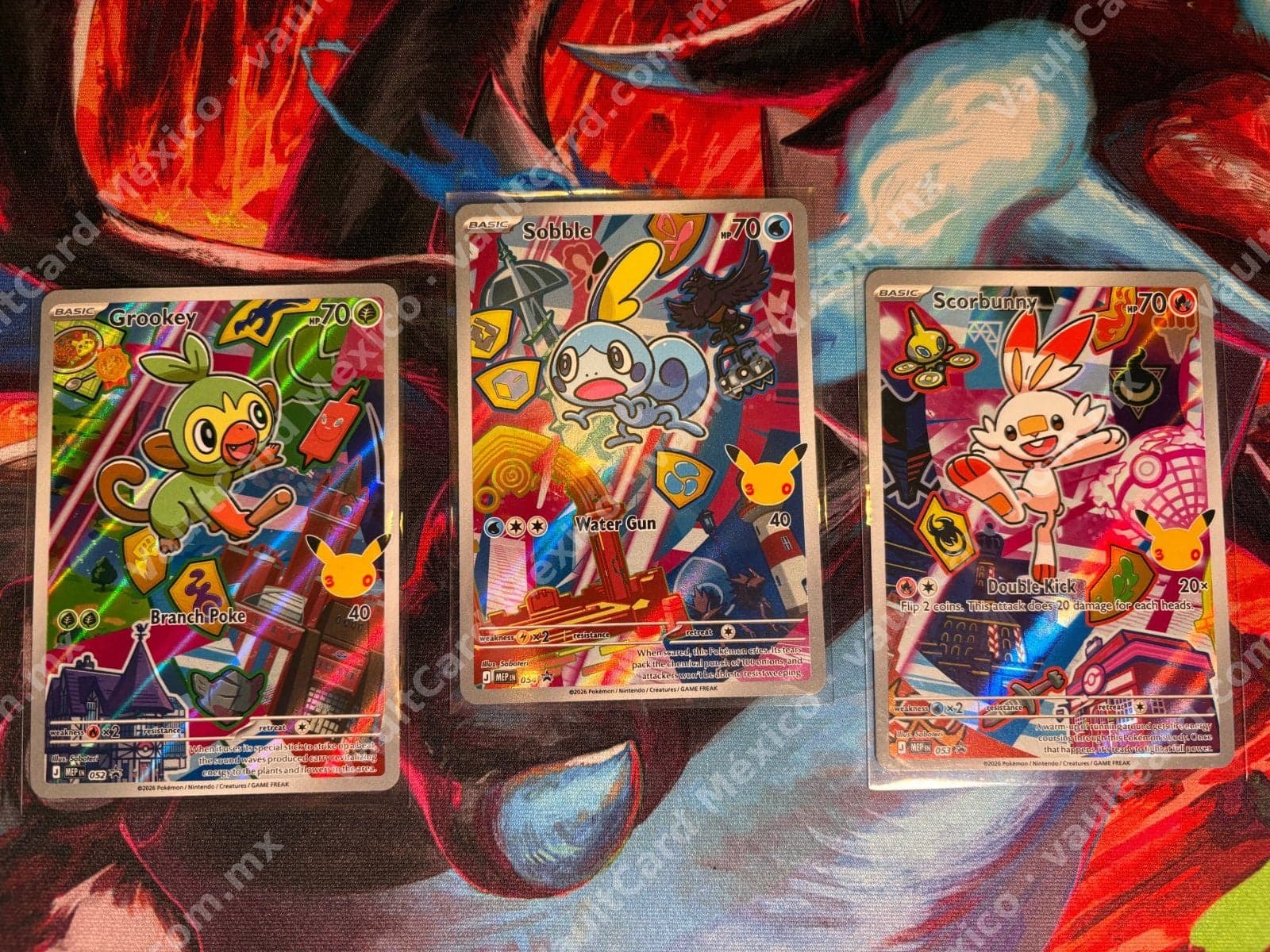 Lote 3 Cartas Sobble, Grookey y Scorbunny - Illustration Rare (MEP) Inglés