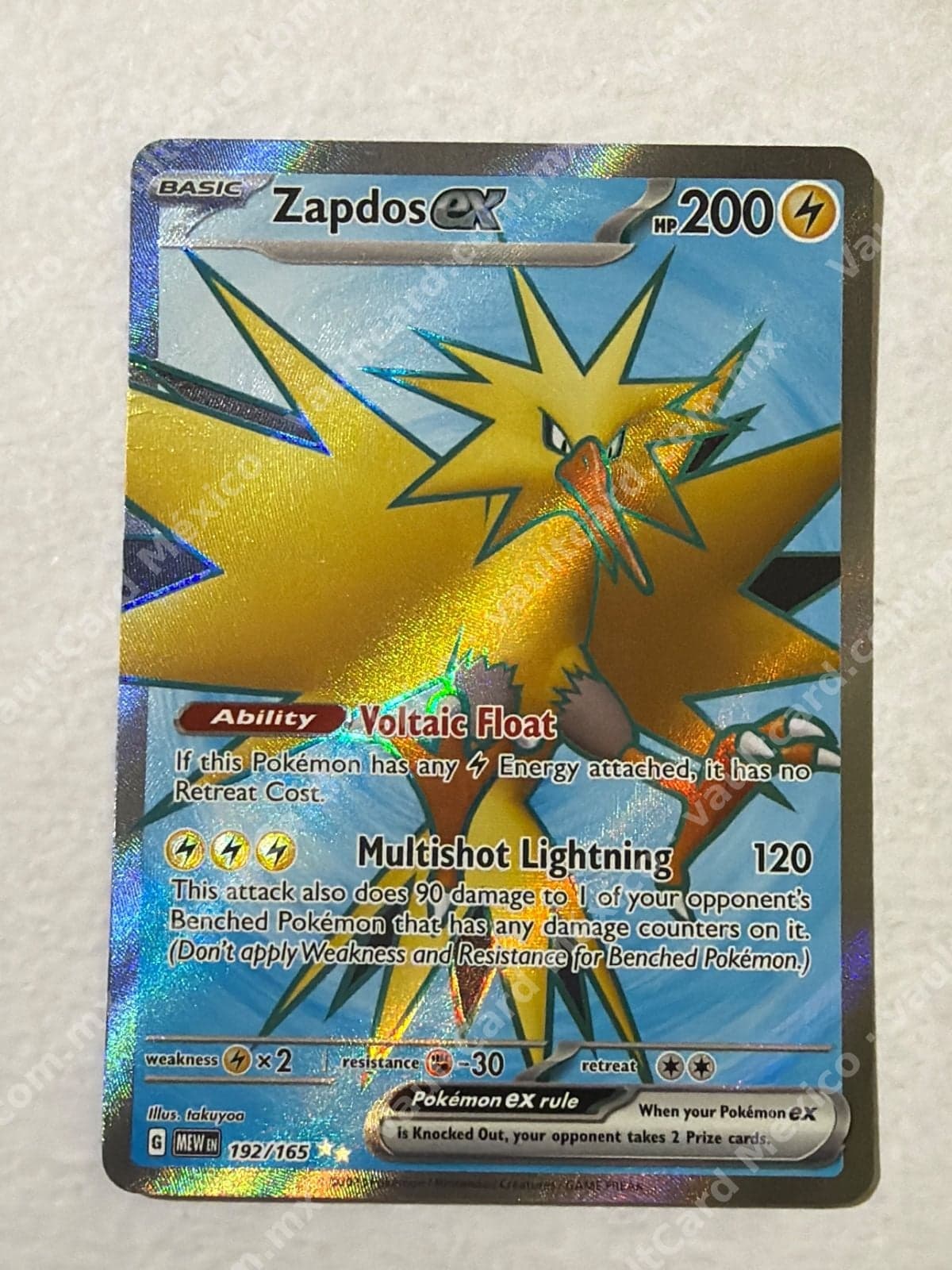 Zapdos ex 192/165 - Pokémon 151 (MEW) Inglés Full Art
