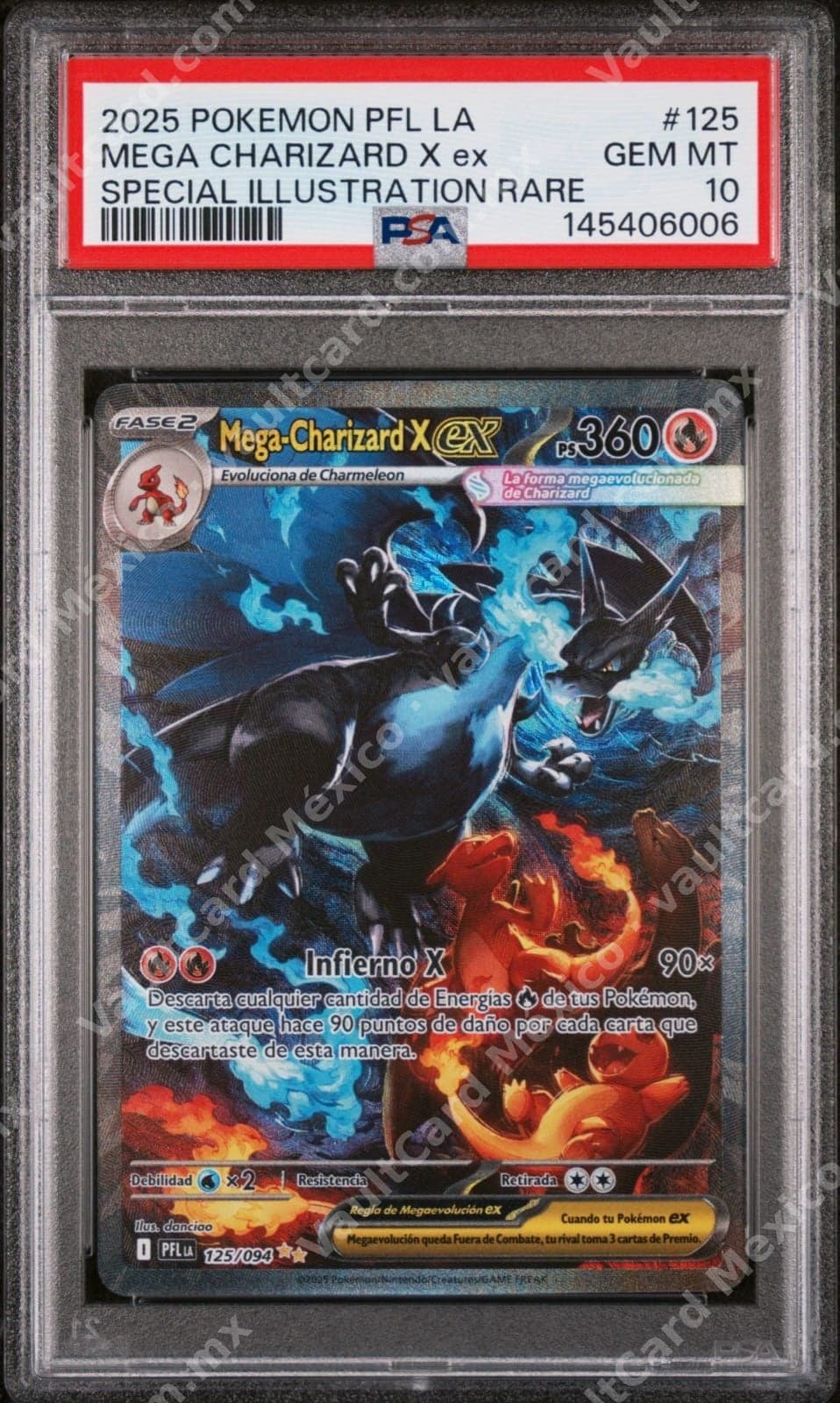 Mega-Charizard X ex 125/094 (PFL) PSA 10 GEM MT - Español
