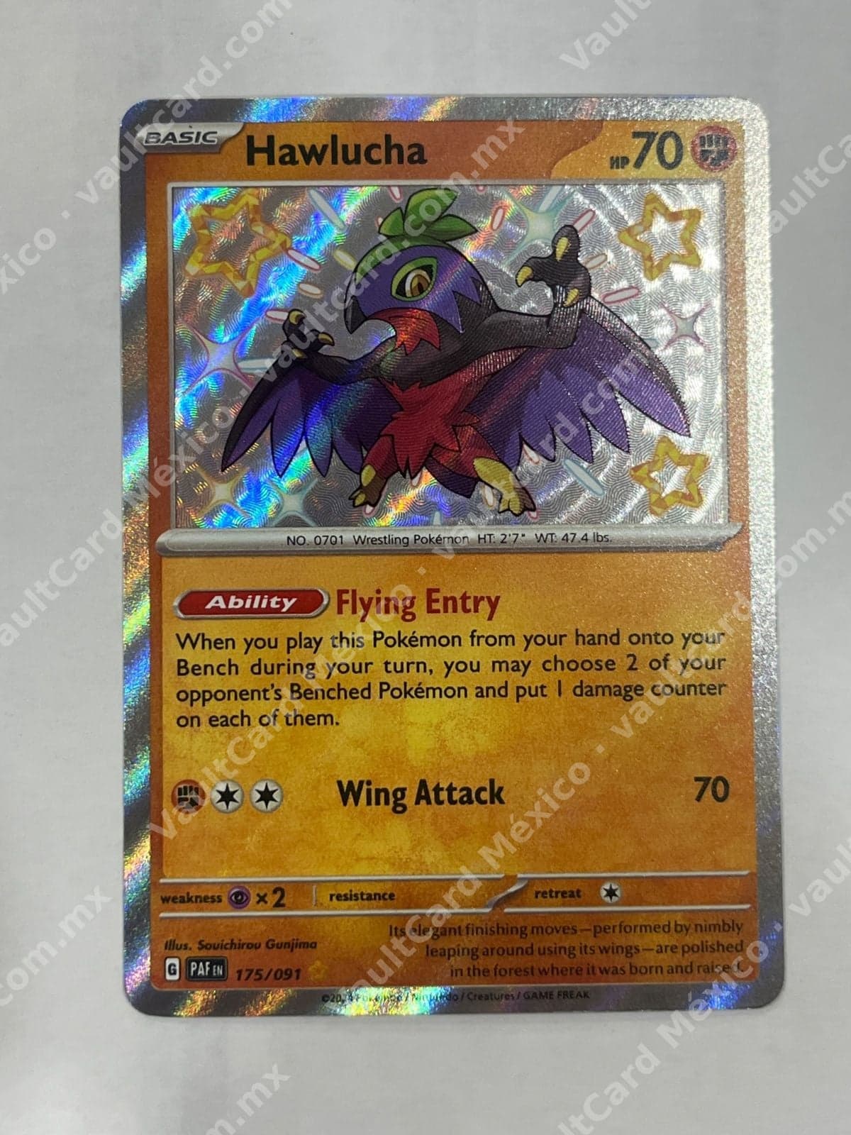 Hawlucha 175/091 - Paldean Fates (PAF) Shiny Inglés