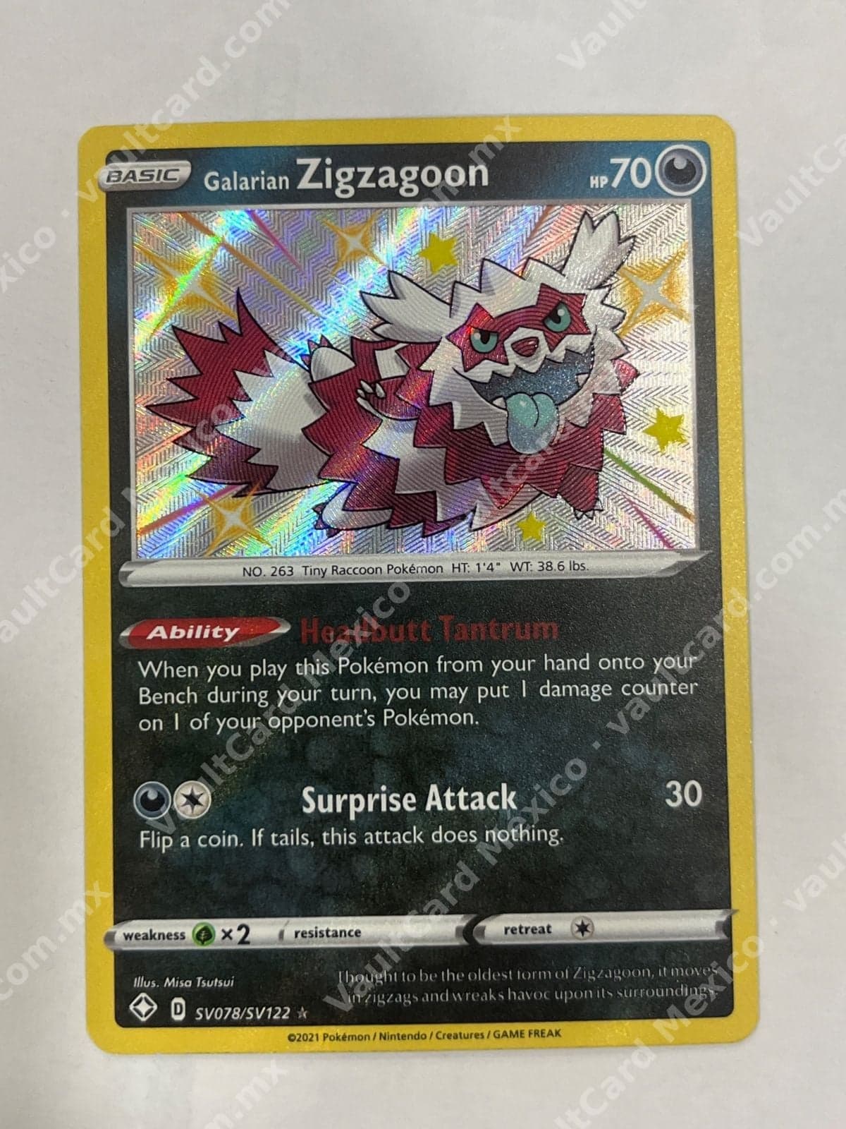 Galarian Zigzagoon SV078/SV122 - Shining Fates Inglés (Shiny)