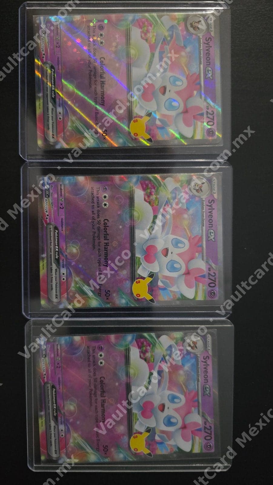 Lote 3x Sylveon ex 071/128 - 30th anniversary Inglés
